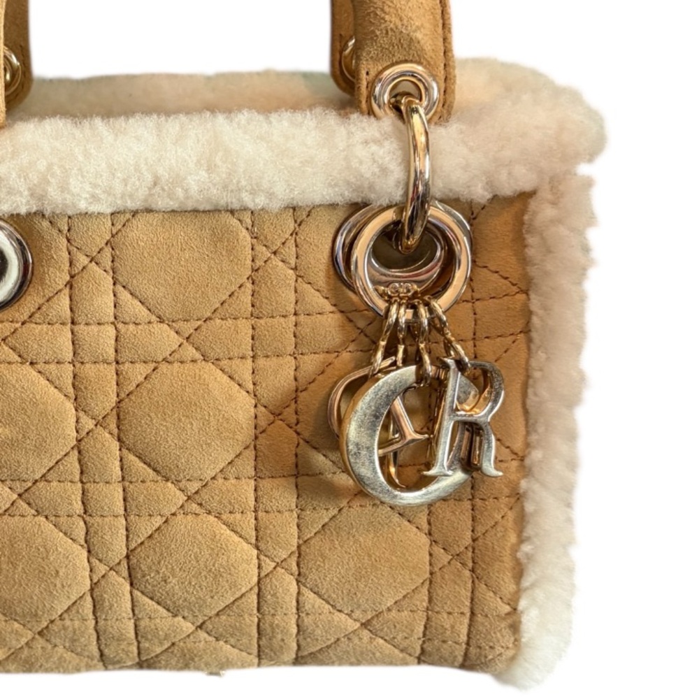 LADY DIOR SUEDE SHEARLING MINI TOTE BAG ORIGINAL CHAIN - Picture 3 of 13